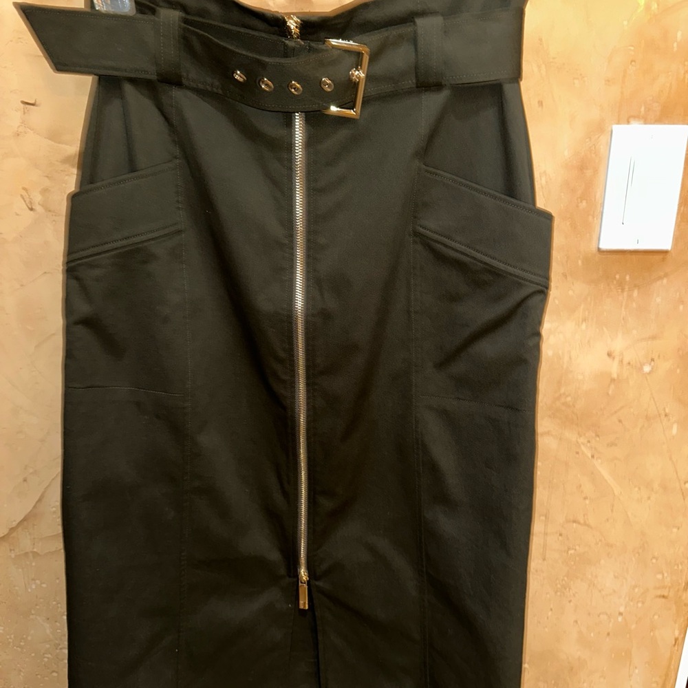 Ted Baker Elegant Dark Olive Belted Skirt